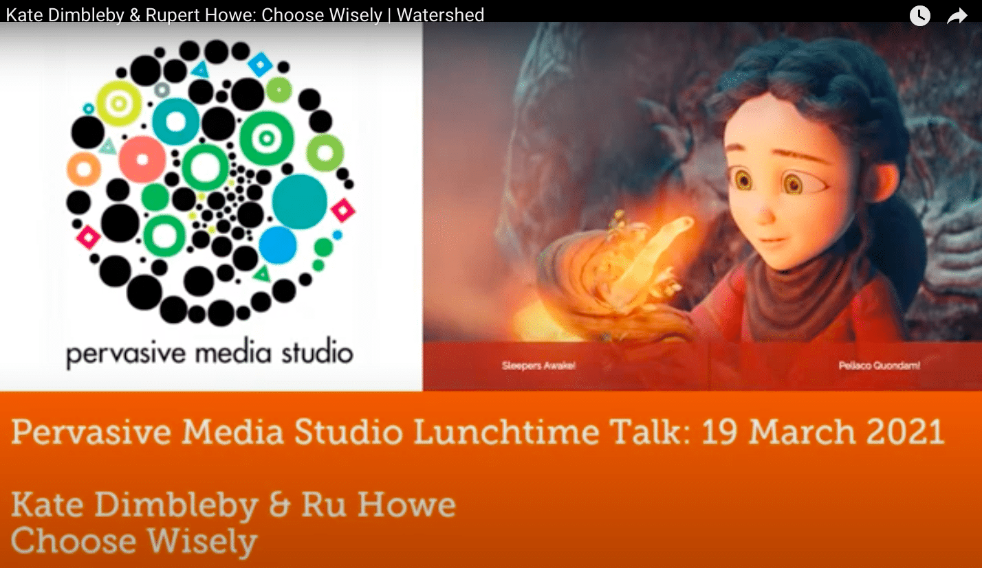 Lunchtime talk for the Watershed’s Pervasive Media Studio with founders Kate Dimbleby and Ru Howe