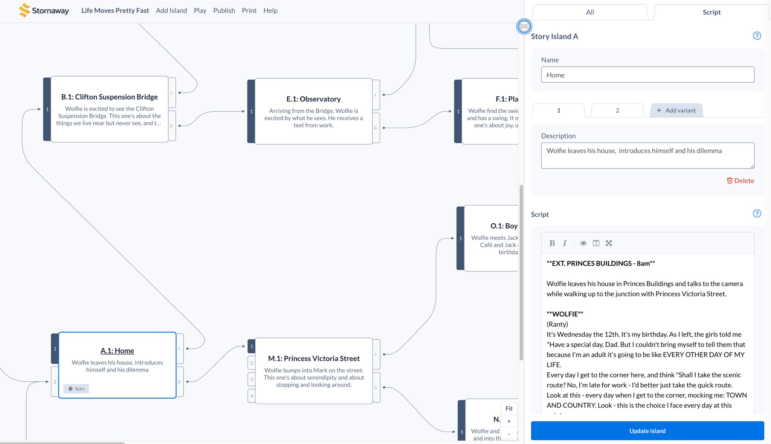 Life Moves Pretty Fast - Story Map in Stornaway.io interactive video tool