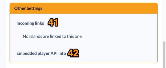 Stornaway Island Settings Panel - other settings