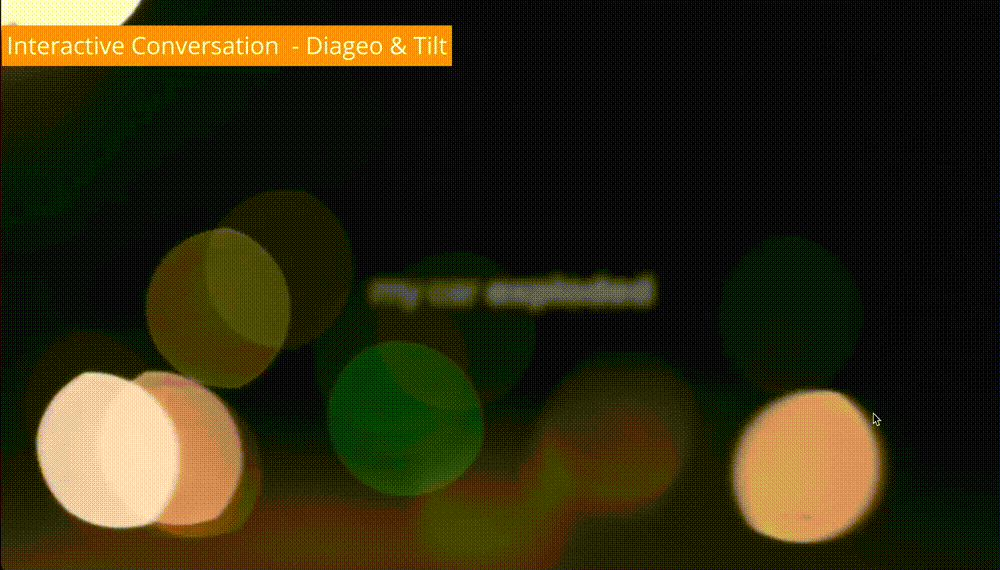 Gif showing part of an interactive conversation created for Diageo - a man explains his experiences with drink driving
