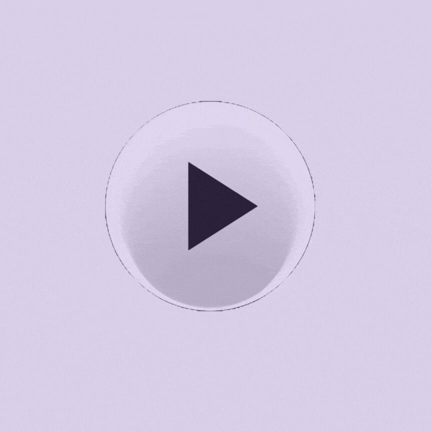 A gif - a purple button with a play button on it is pressed.