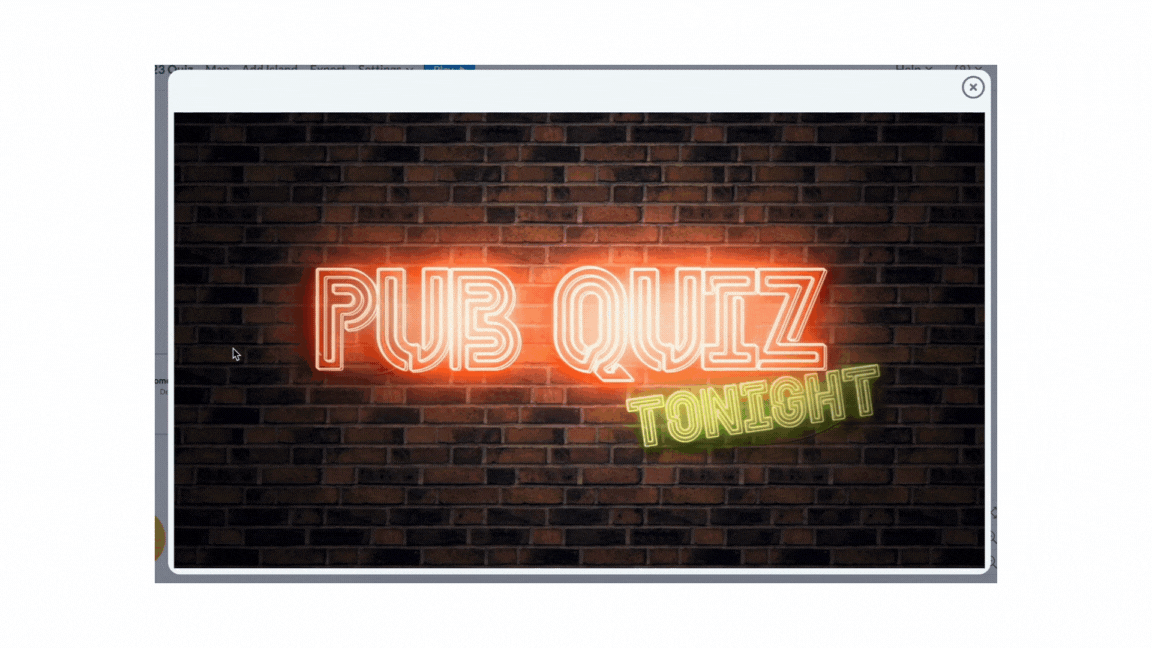 A pub quiz in Stornaway.io - two gifs show animated button choices. When a button is selected, the gif changes to show another gif, stating that the player is "getting ready".