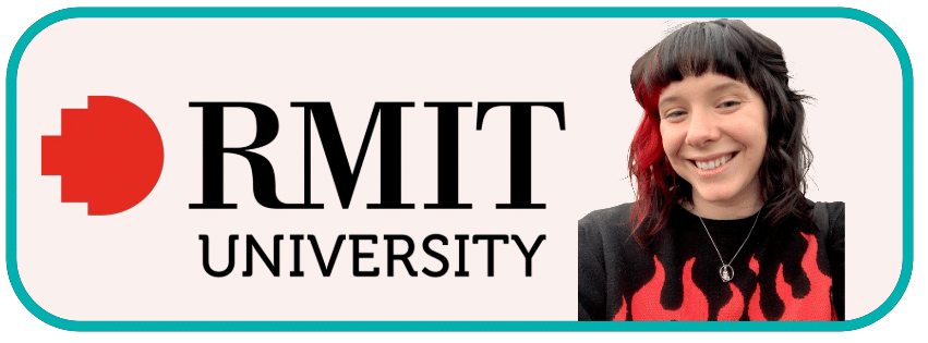 Kiralee Greenhalgh - RMIT University - headshot of a white woman with red streaks in her hair. She is smiling. The RMIT University logo is next to her.