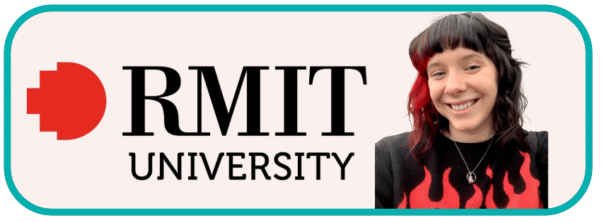 Kiralee Greenhalgh - RMIT University - headshot of a white woman with red streaks in her hair. She is smiling. The RMIT University logo is next to her.