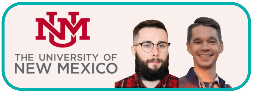 Matthew-Garrett-and-James-Michael - unitversity of New Mexico. Headshot of James and Matthew with the University logo.