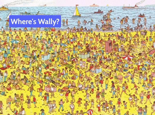 Where's Wally? A gif showing Wally being found as a hover state image