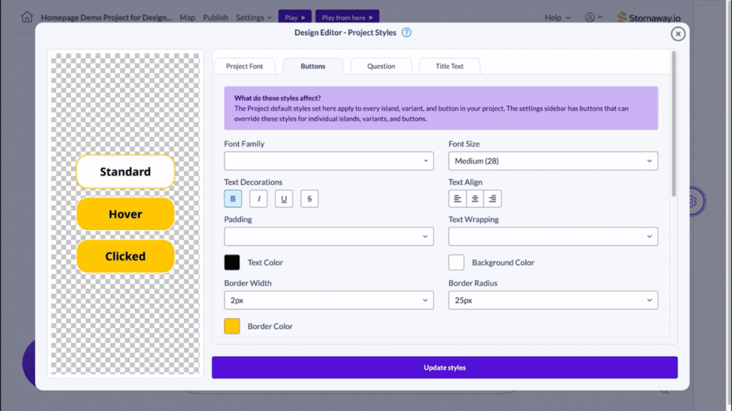 An example of Stornaway's new feature, the Design Editor